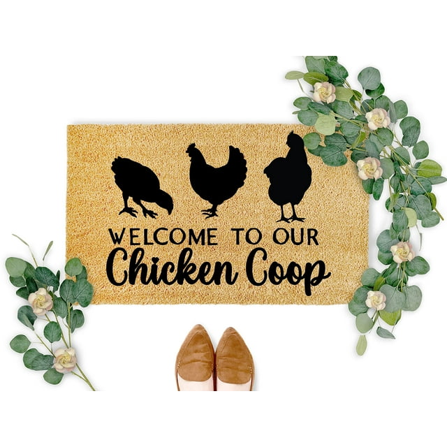 Welcome Chicken Door Mat Welcome to Our Chicken Coop Welcome Mat Chicken Decor Front Door Mat Non Slip Rug Home Decor for Bathroom/Soft,Door Mat Floor Mat for Indoor Outdoor 18x30 Inch