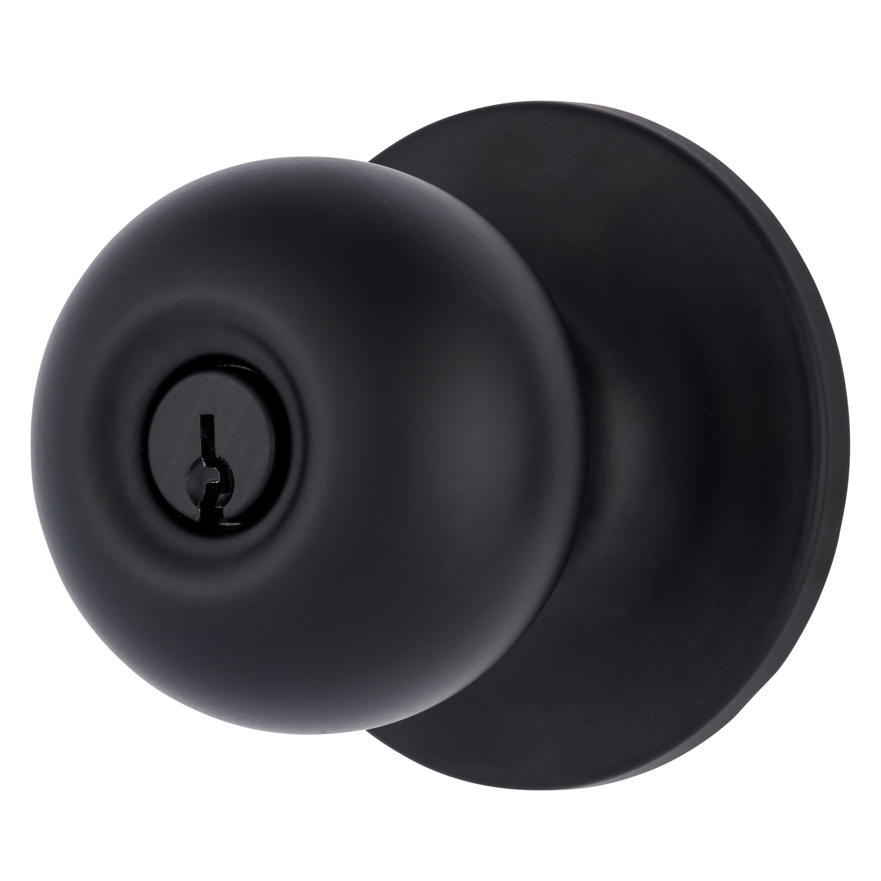 (2 pack) Brinks Keyed Entry Classic Ball Style Doorknob, Matte Black Finish