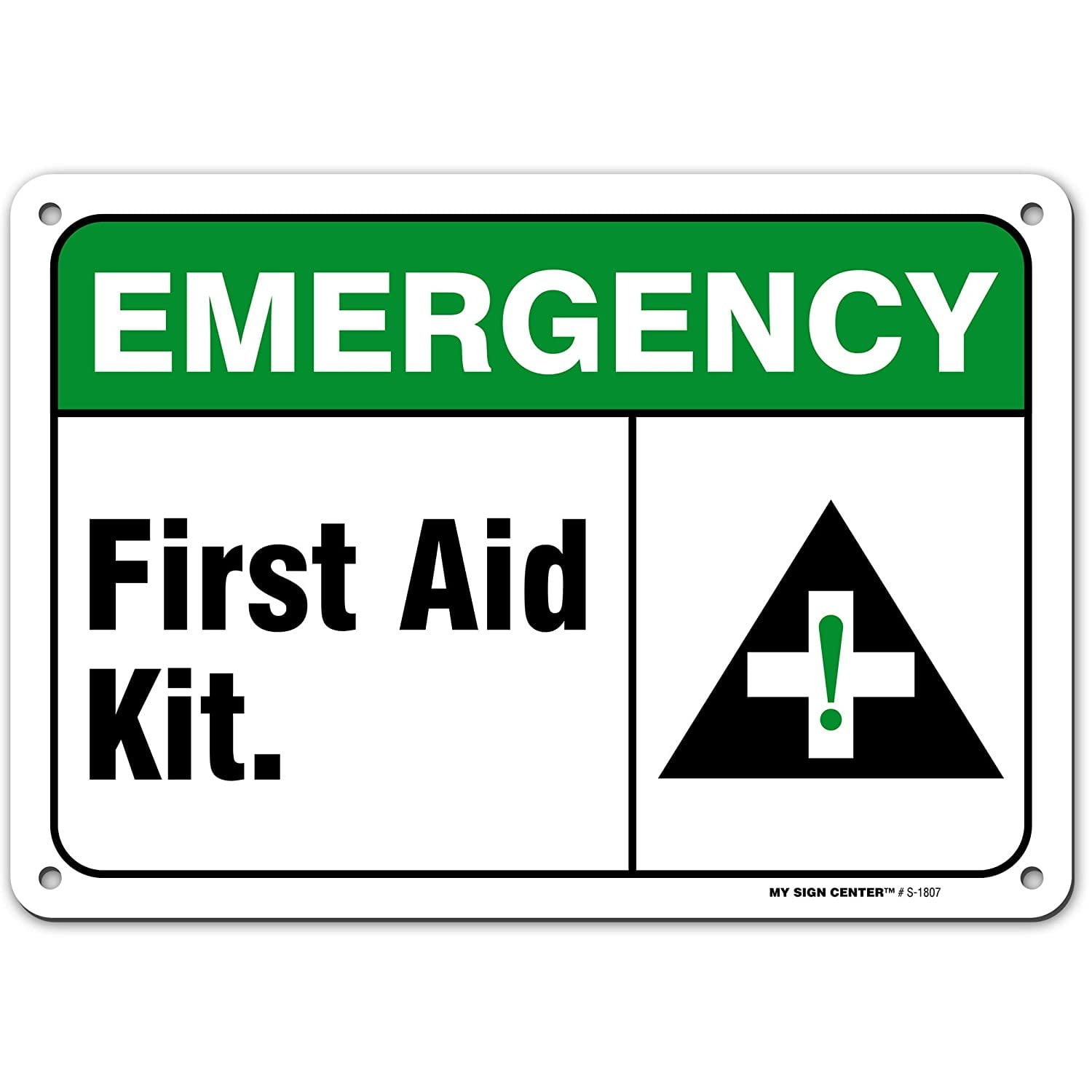 Emergency First Aid Kit Sign, Made Out of .040 Rust-Free Aluminum, Indoor/ Signage or Use, UV Protected and Fade-Resistant, 7" x 10", by My Sign  Center - Walmart.com