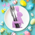 thumbnail image 5 of weibbin Easter Bunny Utensil Cutlery Set 4 Holders Bunny Shape Silverware Felt Pouch Bags Utensil Sleeve Pockets for Spring Wedding Birthday Table Place Settings Tableware Party Supplies, 5 of 6