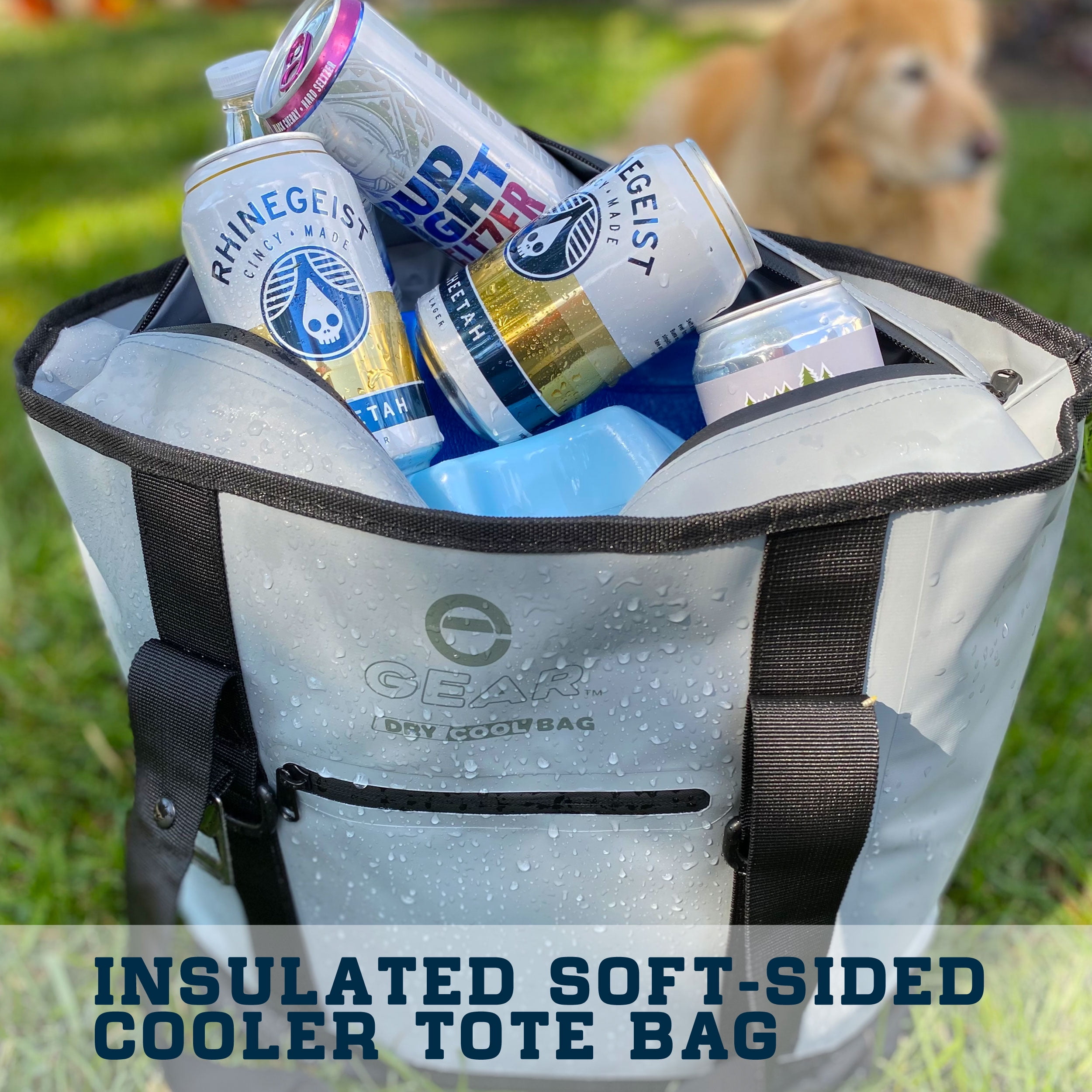 Enthusiast Gear Dry Bag Cooler Tote Collapsible Insulated with Side Pocket Holds 20 Cans Black 20L
