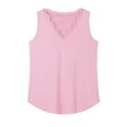 thumbnail image 5 of WCMZJ Womens Lace Trim Tank Tops V Neck Sleeveless Shirts 2025 Summer Casual Trendy Dressy Cami Top Pink M, 5 of 5