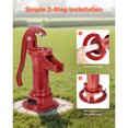thumbnail image 5 of KFFKFF  Cast Iron Hand Well Pump, 25 ft Max Lift,  Antique Pitcher Pump, 1-1/4 in NPT Connection, Manual Water Pump for Gardens, Ponds, Backyards, and Farms, Red, 5 of 9