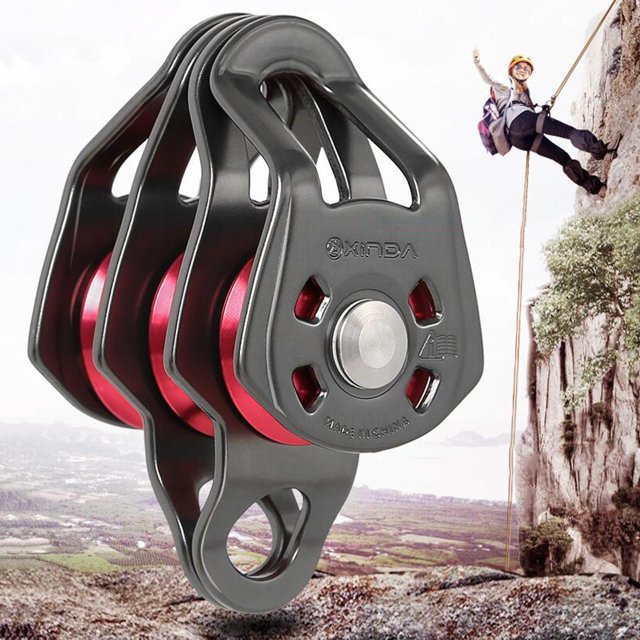 Polea resistente del rodillo de la polea del eslabón giratorio de 360 degree Polea de la cuerda de la aleación de aluminio para la espeleología de la escal Rojo gris Soledad Polea de escalada