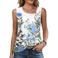 thumbnail image 2 of Womens Summer Tank Tops Asymmetrcal Neck Sleeveless Buttons Casual Trendy Printed Tunics T Shirts Blouses (2XL, Multicolor), 2 of 8