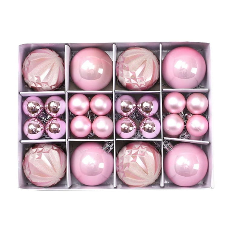 Christmas Tree Ornaments, 40PCS Shatterproof Pink and Silver Ball Set with Mixed Designs for Xmas Tree Decoration, Elegant Holiday Ornament Set for Home 2025 Trend