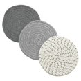 thumbnail image 1 of Three-piece Set Of Cotton Thickened Coasters And Dish Pads (white Dark/light Gray 18cm) Free Shipping, 1 of 5