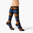 thumbnail image 2 of COUVER Women’s Stylish Argyle Knee High Socks, 2 Pairs, Coffee Mustard Royal, 2 of 7