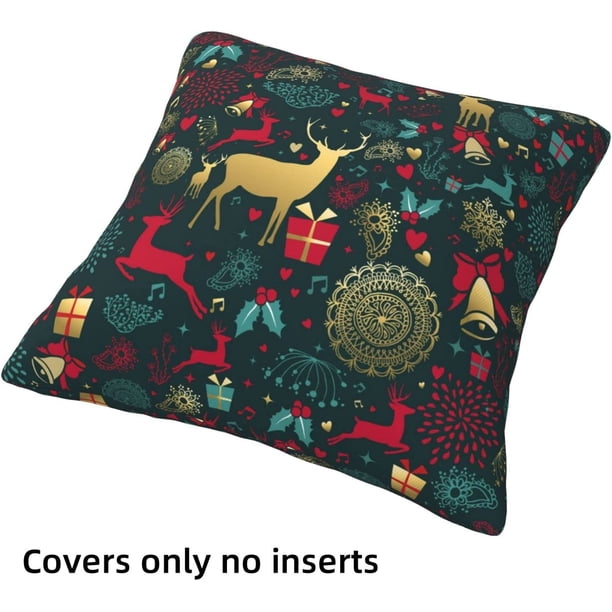 Sunboom Juego De 4 Fundas De Almohada De Navidad De 18 X 18 Pulgadas, Decoración De Casa De Campo Navideña, Fundas De Almohada De Invierno, Fundas De Almohada De Lino Con