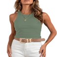thumbnail image 1 of PENGXIANG Femmes Solide Couleur Réservoir Tout-Match Slim Élégant Sans Manches Crop Top, 1 of 7