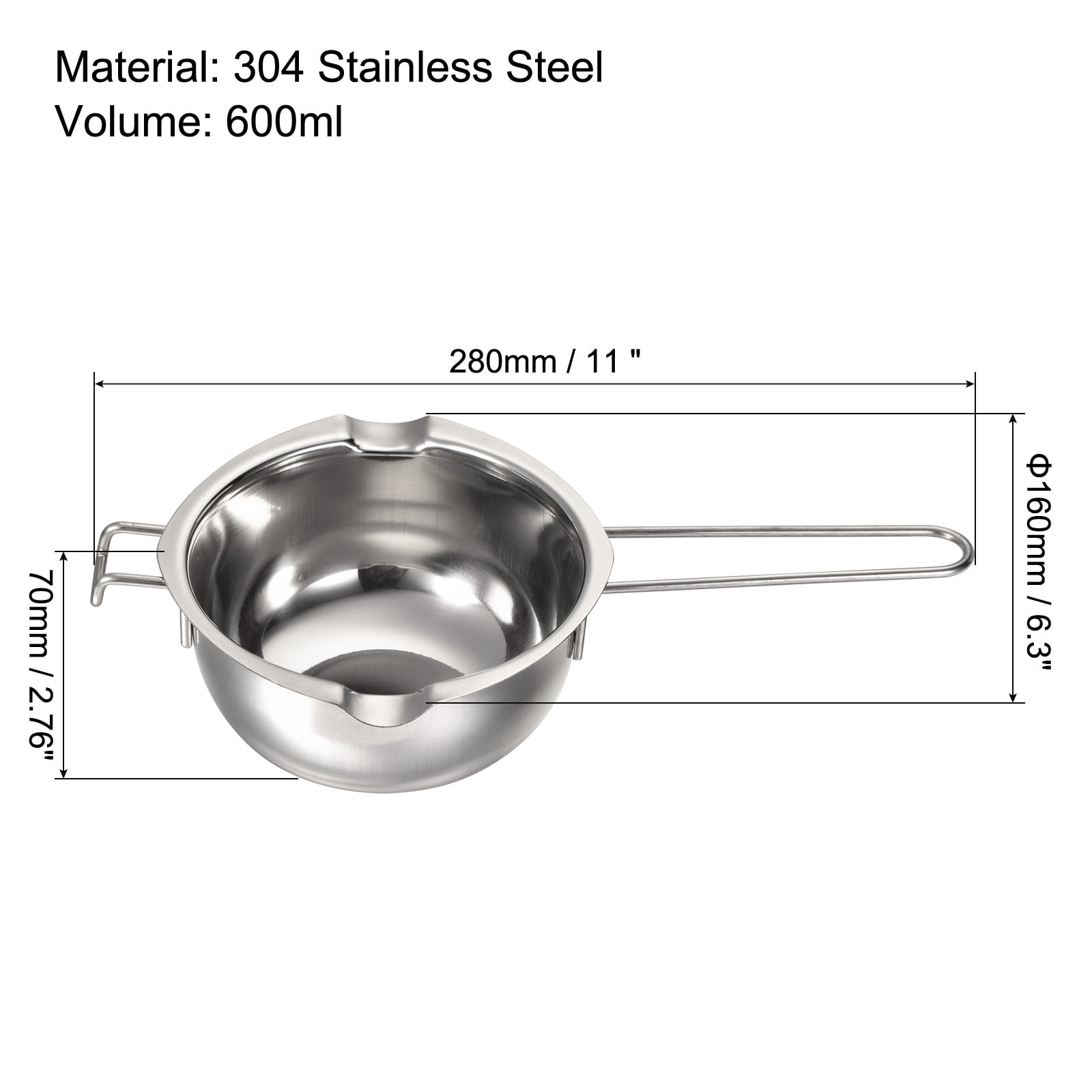 Saucepan stainless steel, Volume 2.7 l