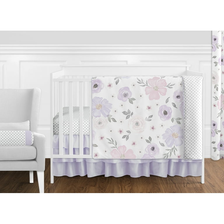 Lavender Watercolor Floral 11 Piece Crib Bedding Set by Sweet Jojo