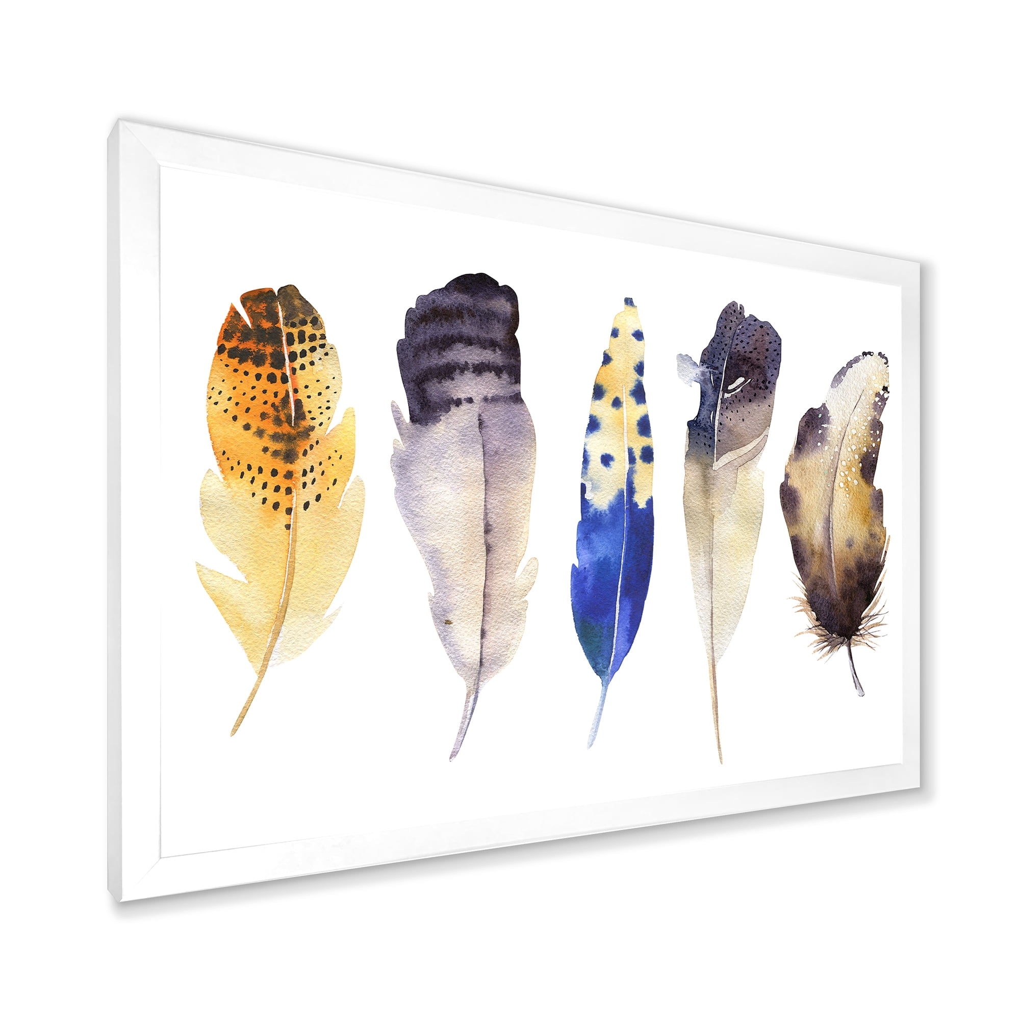Designart 'Colourful Boho Art Feather Set I' Bohemian & Eclectic Framed Art Print