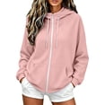 thumbnail image 2 of Sahpxhe Women's Oversized Hoodies Full Zip up Long Sleeve Drawstring Sweatshirts Casual Outer Jacket for Sport Jogging Pink S, 2 of 9