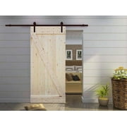 CALHOME 8FT Dark Coffee Sliding Barn Door Hardware Set W/42" Wide Solid Core Door Slab