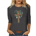 thumbnail image 1 of Chemisier pour Femmes T-shirt Imprimé pour Femmes Blouse à Manches 3/4 Col Rond Hauts Décontractés, 1 of 1