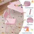 thumbnail image 3 of CazToi Juego de mesa y sillas plegable de 5 piezas para niños, mesa de actividades para niños pequeños multicolor con 4 sillas de respaldo ancho, 3 of 9