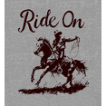 thumbnail image 2 of Cowboy "Ride On" Adult Heather Gray Crew Neck Short Sleeve Tee-Medium, 2 of 4