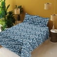 thumbnail image 2 of Ambesonne Jungle Scene Fitted & Flat Sheet with Sham 3 Pcs Set, Monstera Hibiscus Art, Twin, Off White Pale Azure Blue, 2 of 5