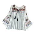 thumbnail image 5 of Milageto Women's Mexican Embroidered Tops Bohemian Blouse for Vacation Shopping Party White, 5 of 8