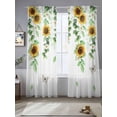 thumbnail image 2 of Sunflower Sheer Curtains 96 Inch Length 2 Panels Set, Butterfly Flowers Green Leaf Watercolor White Voile Window Treatment Semi Sheer Long Curtains Drapes for Bedroom/Living Room/Kitchen 52"x96"x2, 2 of 7