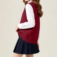 thumbnail image 3 of FAIOROI Kids Solid Color V Neck Sweater Vest Cotton Knitted Waistcoat for Layering Red 5-6T, 3 of 7