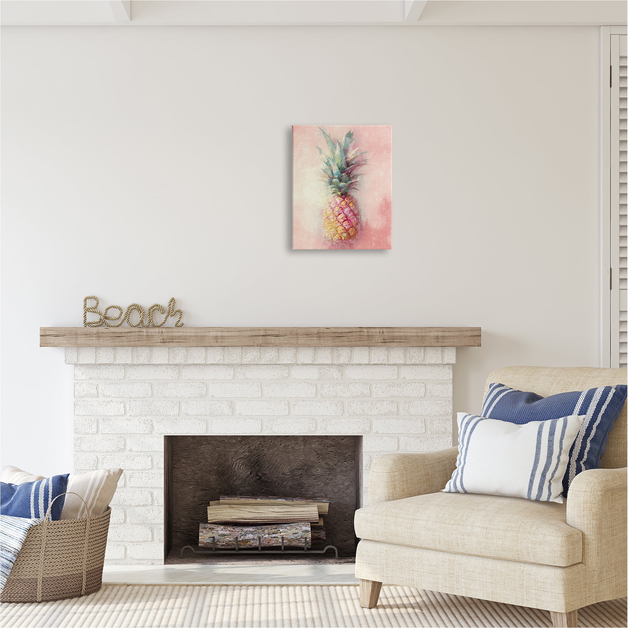 Stupell Industries Tropical Glam Pineapple Food & Beverage Painting Gallery Wrapped Canvas Art Print Wall Art, 16 x 20