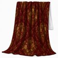 thumbnail image 2 of Autumn Damask Floral Sofa, Festive autumn celebration Scene, Warm Flannel Blanket for Living Room and Family Room with Detailed Artwork, Art Lovers autumn celebration Gift, Festive Home Decor, 2 of 9