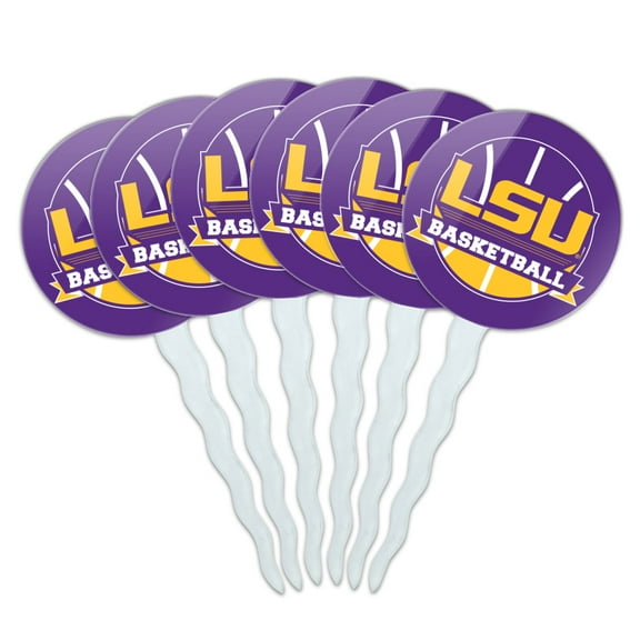 LSU Basketball Cupcake Picks Toppers Decoration Set of 6