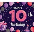 thumbnail image 3 of Happy 10th Birthday Themed Backdrop Banner with Balloons Stars Party Decorations for Birthday Party Photo Props Celebrations Decor Background, 3 of 7