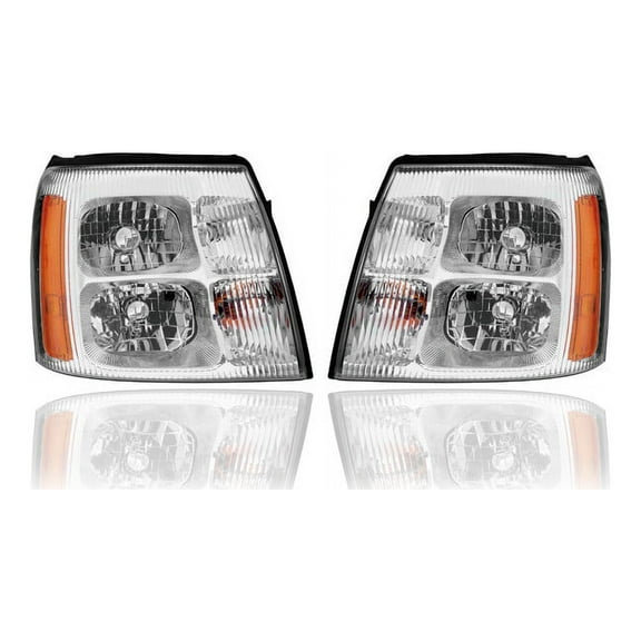Headlight Assembly - Compatible/Replacement for '03-06 Cadillac Escalade/EXT/ESV - HID Type Without HID Kit - Pair, Left Driver   Right Passenger Set - 19208223, 19208222