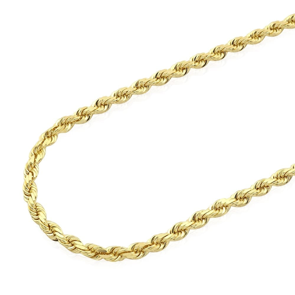 Solid 14k Yellow Gold Diamond Cut Rope 