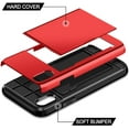 thumbnail image 3 of iPhone X Case, iPhone 10 Case, Hybrid iPhone X Wallet Case Card Holder Shell Heavy Duty Protection Shockproof Anti Scratch Soft Rubber Bumper Cover Case for iPhone X 5.8 inch Metallic Red, 3 of 14