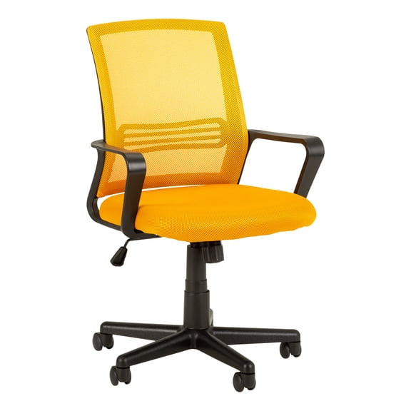 Norwood Mesh Mid Back Adjustable Swivel Desk Task Chair with Arms for Home, Office, Classroom, Gaming Orange Yellow