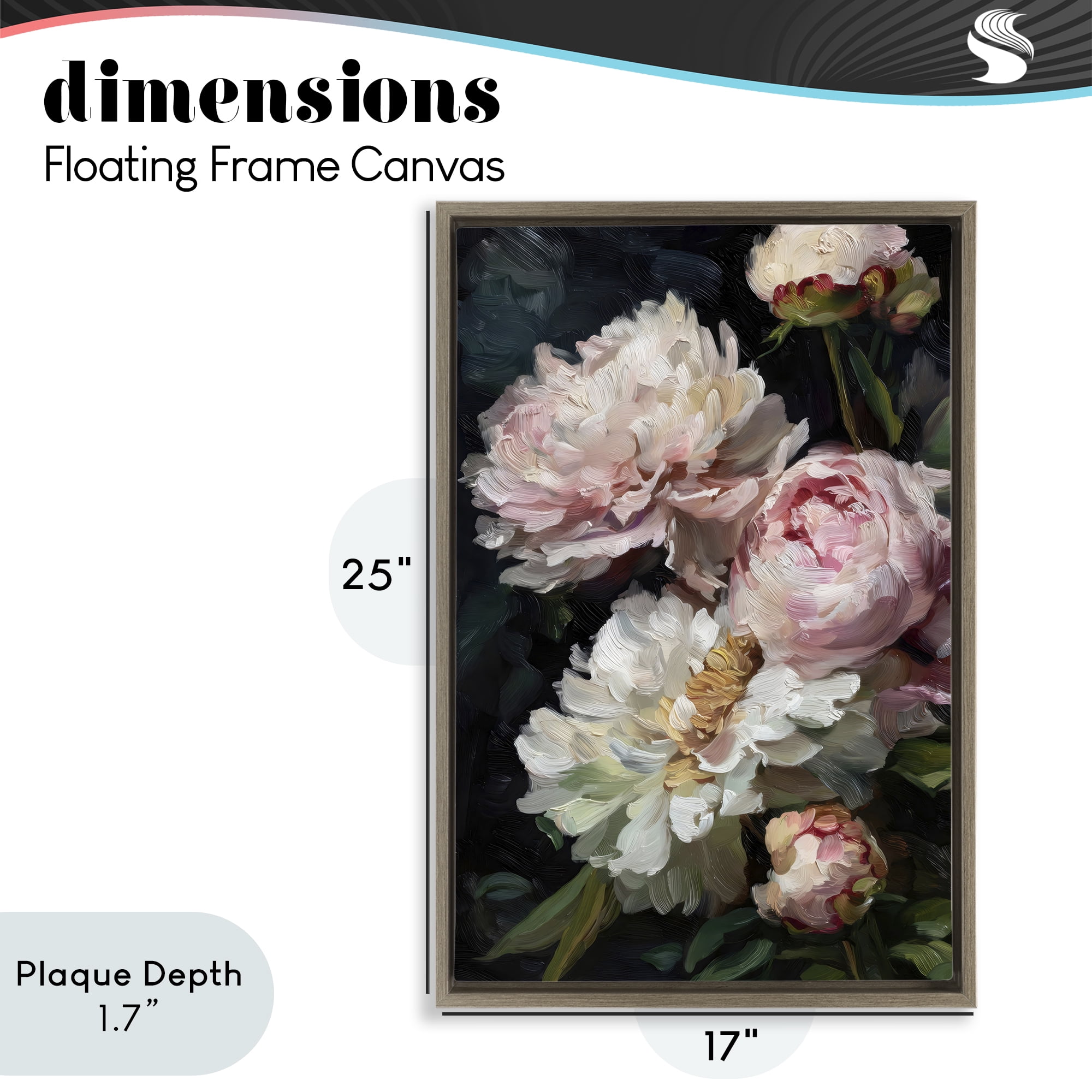 Stupell Industries Soft And Moody Peonies Brown Framed Floater Canvas Wall Art, design by Petal Prints Design