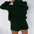 thumbnail image 4 of PENGXIANG Casual Solid Color Hooded Sweatshirt and Loose Shorts Set for Women, 4 of 7