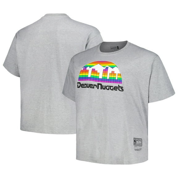 Men's Mitchell & Ness Heather Gray Denver Nuggets Big & Tall Hardwood Classics Vintage Logo T-Shirt