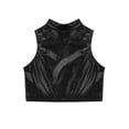 thumbnail image 4 of Eandarui Kids Girls Gymnastics Sports Shirts Metallic Shiny Crop Tops Athletic Workout Training Tank Black 6, 4 of 7