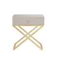 thumbnail image 2 of Chic Home Rochester Nightstand Side Table with Self Closing Drawer Lacquer X Base Brass Finished Stainless Steel, Modern Contemporary, Beige, 2 of 2