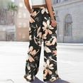 thumbnail image 5 of Roncen Women's Printed Wide Leg Pants - Casual Elastic Waist Trousers with Drawstring, Side Slit Hem & Pockets, 5 of 9