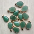 thumbnail image 2 of K-KED Wholesale 20pcs Natural Green Aventurine Stone Gold Side Water Drop Pendants, 2 of 3