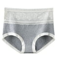 thumbnail image 2 of LYEAA Cotton Underwear Womens Breathable Mid Waisted Cool Briefs Comfort Color Block Lace Daily Panties Full Fashionable Underpants Gray 2XL, 2 of 4