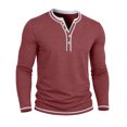 thumbnail image 5 of JIAYUE Men's T Shirt Contrast Color Trim Henley Long Sleeve Shirts V Neck Buttons Placket Slim Fit Casual Pullover Tops For Commute Travel And Everyday Comfortable Wear, 5 of 7