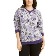 Karen Scott Women's Petite Printed Crewneck Sweatshirt Gray Size Petite