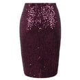 thumbnail image 5 of PrettyGuide Pencil Mini Skirt for Women Classic High Waist Skirt Sparkle Party Sequin Dress Burgundy, 5 of 7