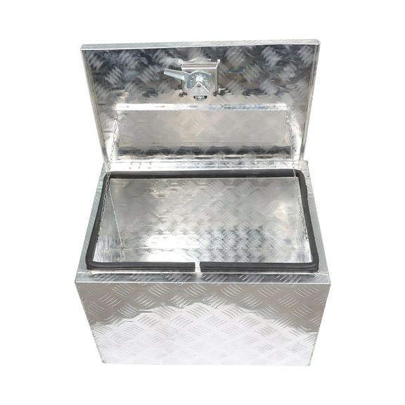 waltyotur Aluminum Pickup Truck 24 Inch Underbody Bed Tool Box Trailer Tool Storage with Lock Silver