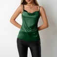 thumbnail image 2 of JULMCOMO Satin Tank Tops for Women Cowl Neck Ruched Spaghetti Strap Elegant Camisole Tops Sleeveless Casual Slim Fit Camisoles Green XL, 2 of 7