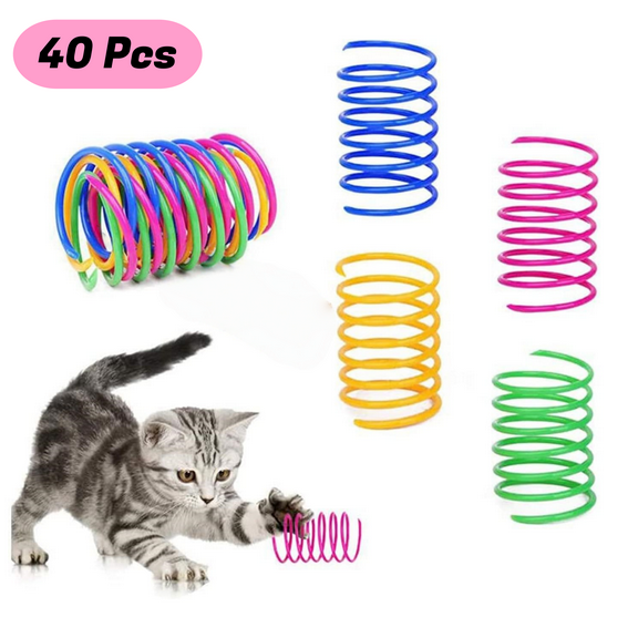 Cat Spiral Spring Toy, 40 Pcs Cat Creative Toy to Kill Time and Keep Fit, Interactive Cat Toy, Sturdy Heavy Plastic Spring for Swatting, Biting, Hunting Kitten Toys