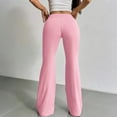 thumbnail image 6 of Women's High Waisted Flare Leggings with Pockets - Tummy Control Drawstring Wide Leg Yoga Pants Soft Lounge Workout Gym Y2K Bell Bottoms Pink L, 6 of 8