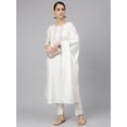 thumbnail image 4 of Janasya Indian Women's White Poly Silk Solid Kurta with Pant and Dupatta, 4 of 10